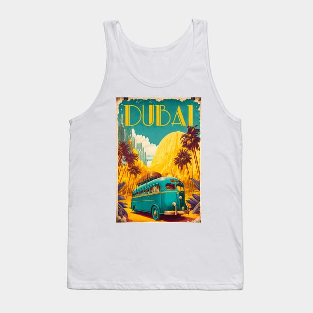 Dubai Desert Vintage Travel Art Poster Tank Top by OldTravelArt